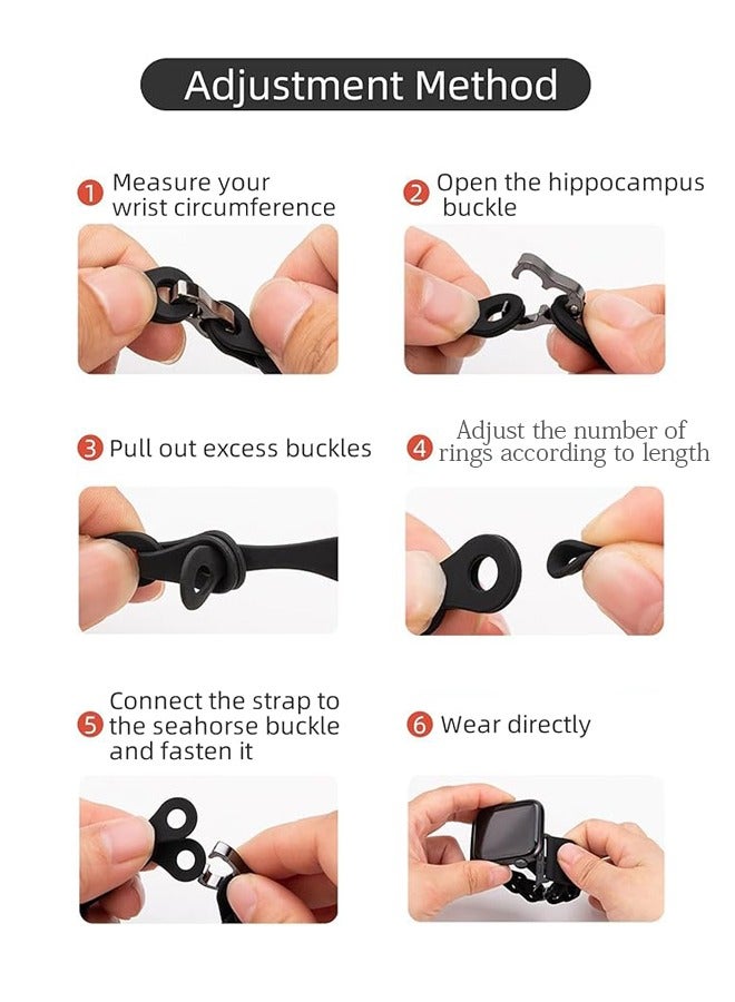 Compatible with Huawei Watch Bank Series GT4/GT3 pro, 22 mm, for Women and Men, Silicone Hollow Adjustable Elastic Strap (Black) - Image 4